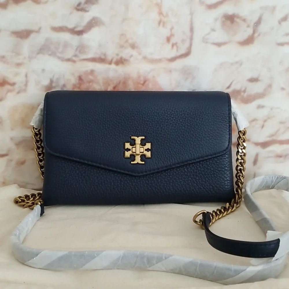 New Tory Burch Kira Leather Wallet-On-Chain